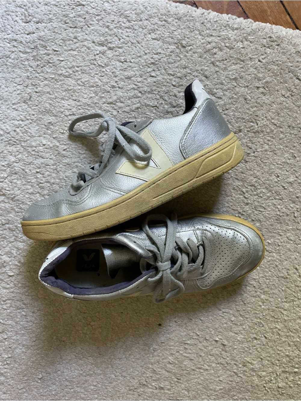 Veja Silver Lace-Up Women's Athletic Sneakers - Picture 2 of 2